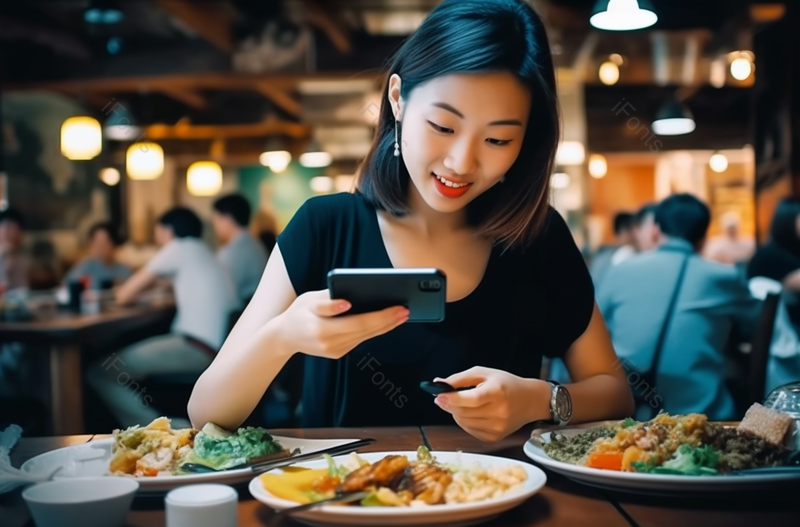 中国人女人吃饭美食拍摄影像留念,高清,摄影图,摄影图片,图片大全,摄影图免费下载